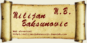 Milijan Bakšunović vizit kartica